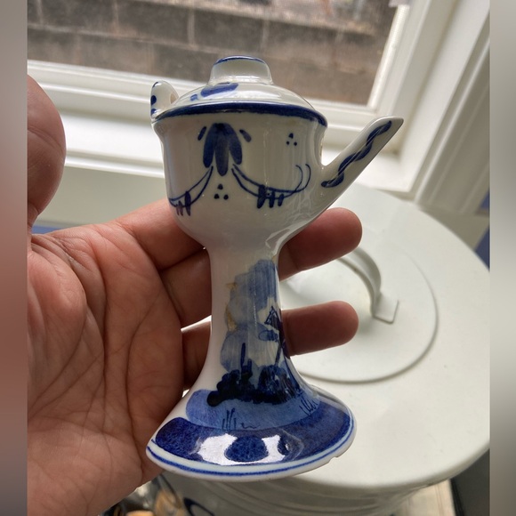 DELTS Blue Hand-Painted Teapot Ceramic Bottle Decor - Picture 3 of 5